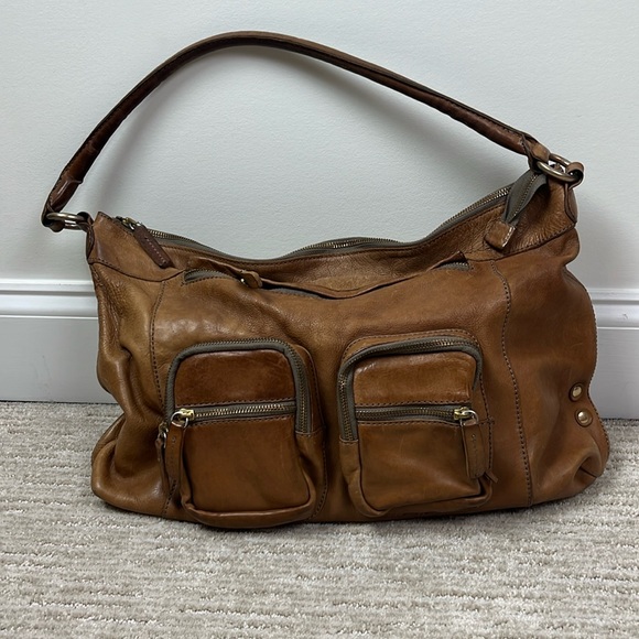 J.Crew Purse Bag Genuine Leather Brown Pockets Quality Short Strap Zipper - Picture 1 of 15